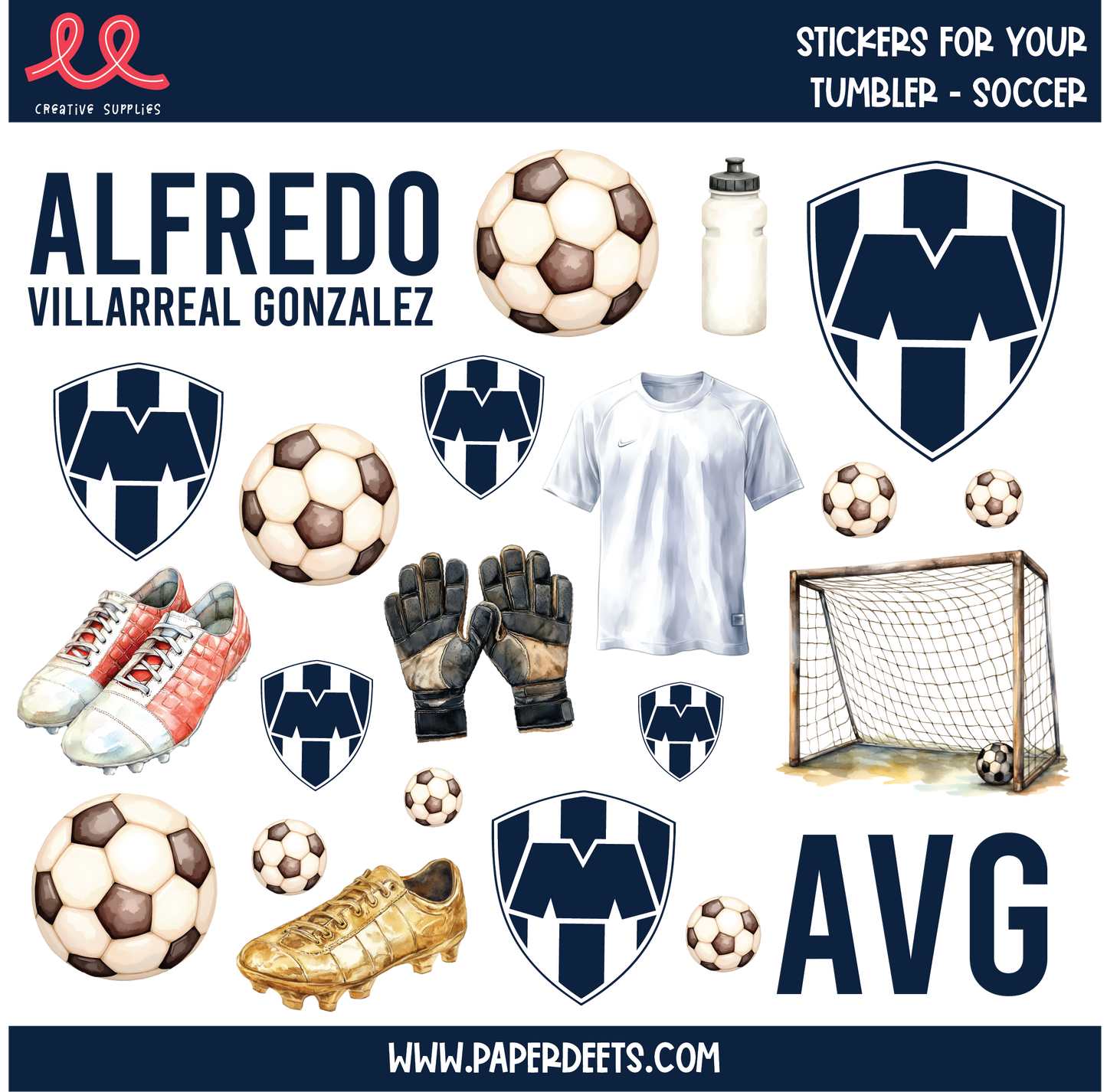 Stickers para Termos y Tuppers - Tu Equipo SOCCER