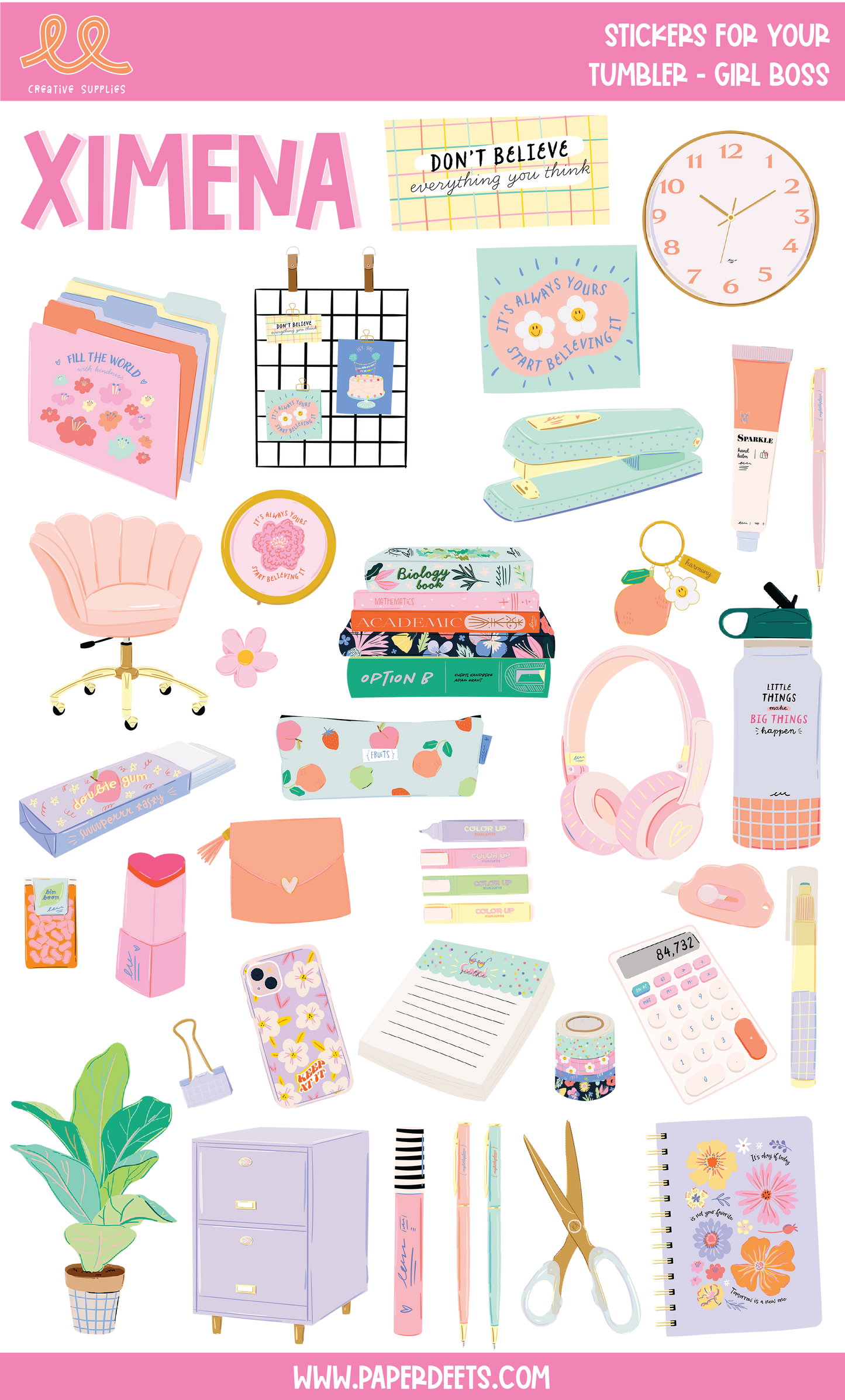 Stickers para Termos y Tuppers - Girl Boss GRANDE