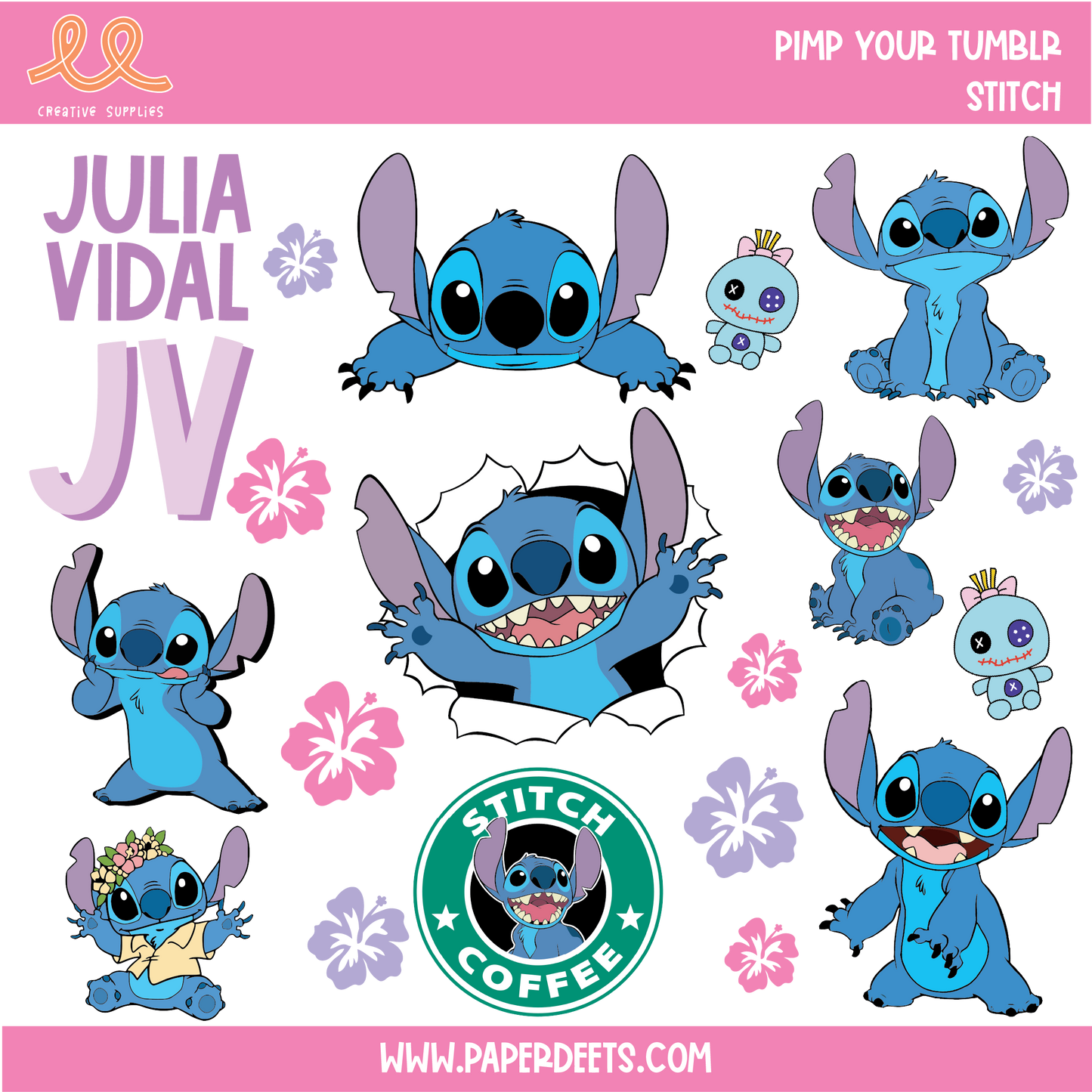 Stickers para Termos y Tuppers - STITCH
