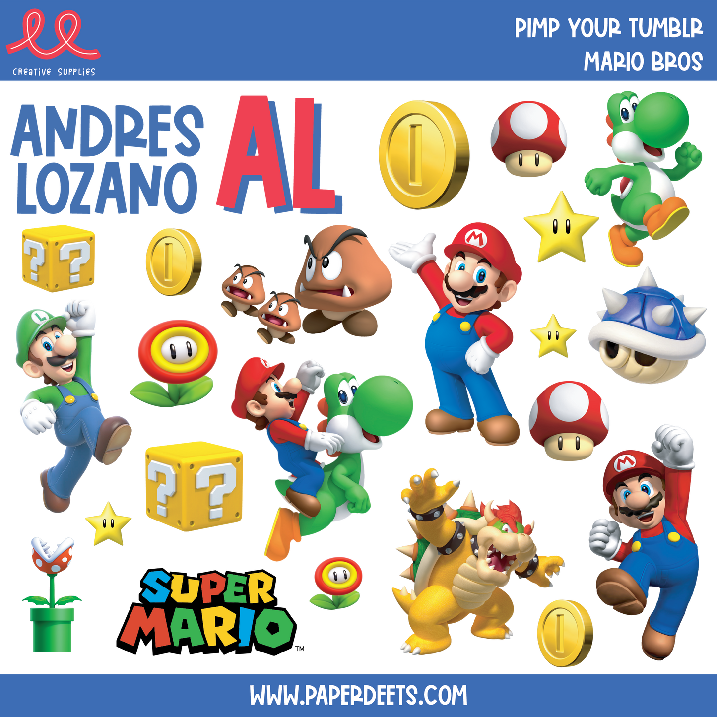 Stickers para Termos y Tuppers - MARIO BROS