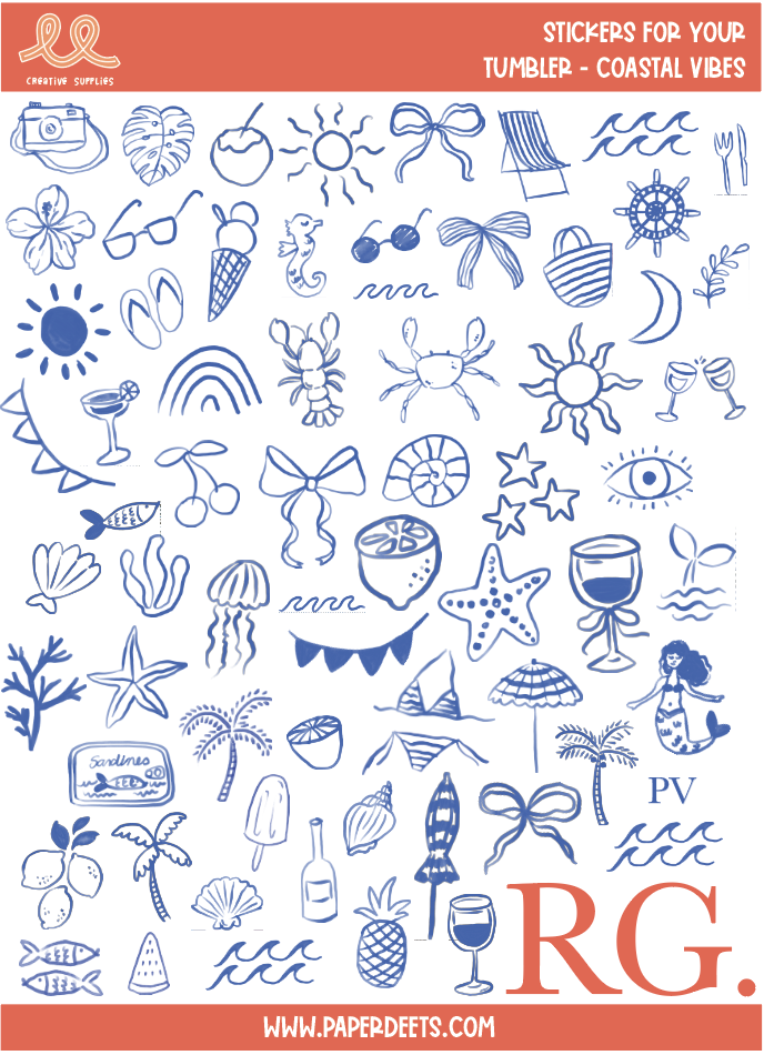 Stickers para Termos y Tuppers - Beach