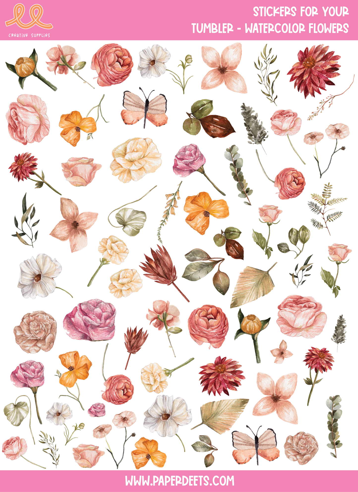 Stickers para Termos y Tuppers - Flores