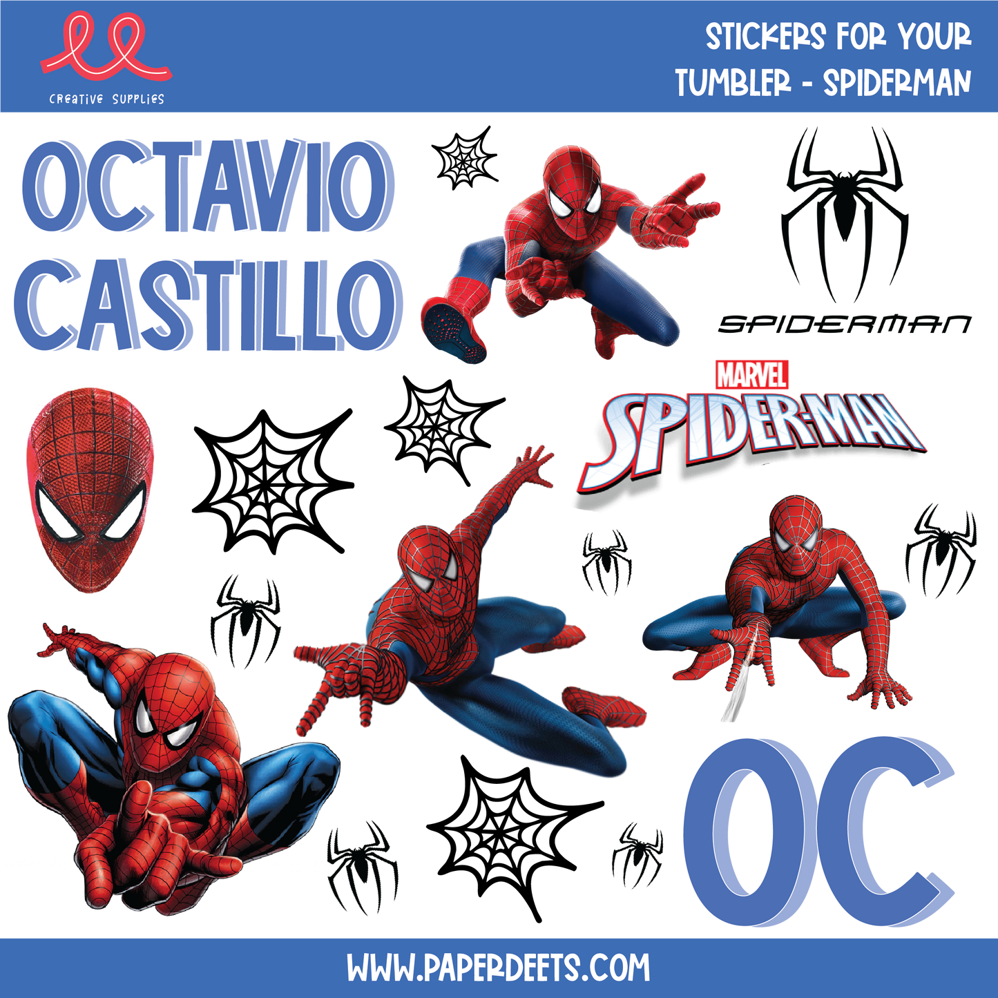 Stickers para Termos y Tuppers - SPIDERMAN