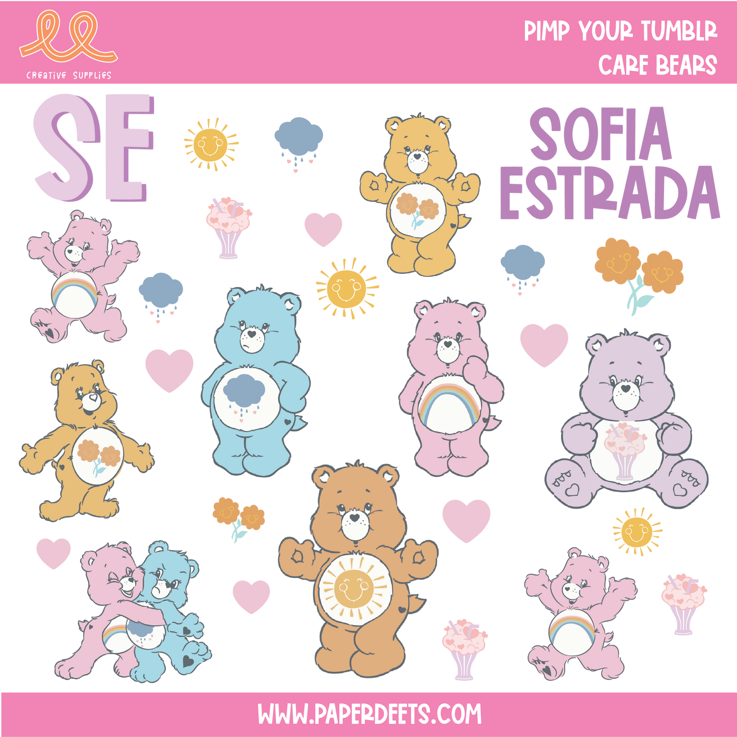 Stickers para Termos y Tuppers - CARE BEARS