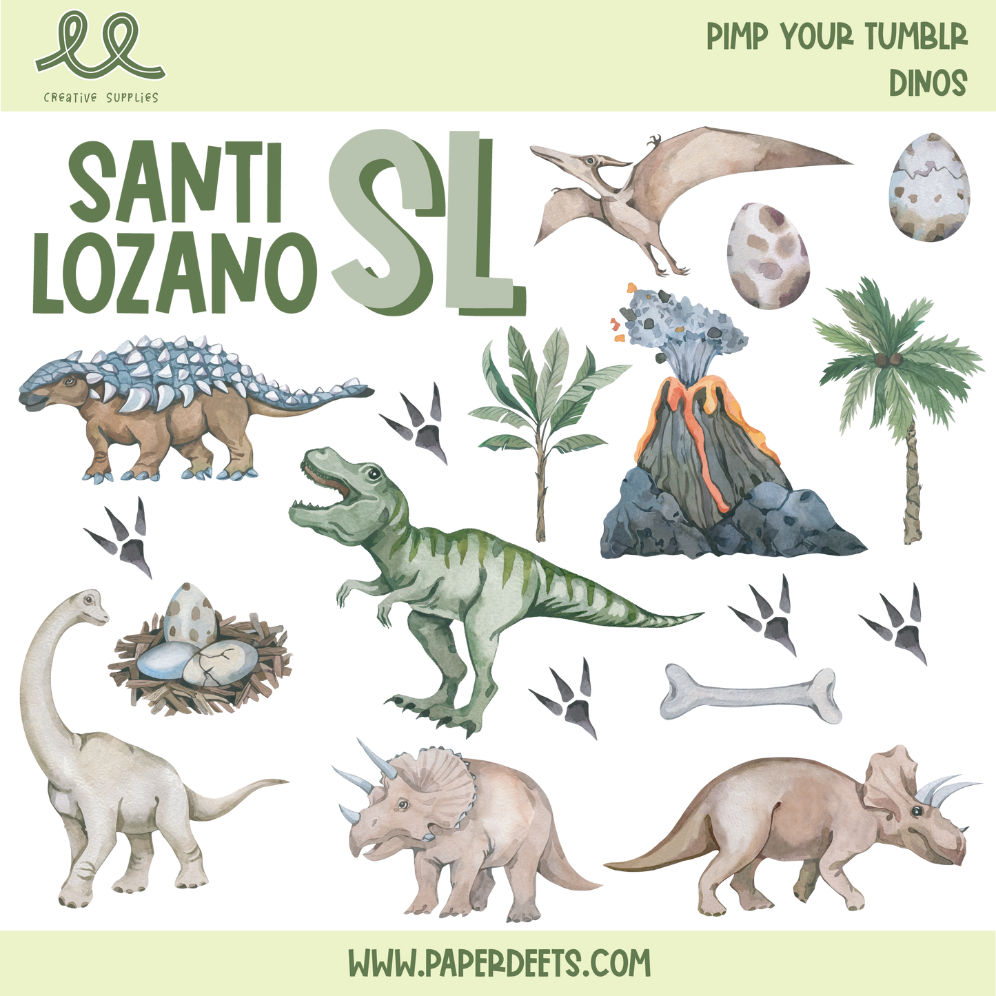 Stickers para Termos y Tuppers - DINOS