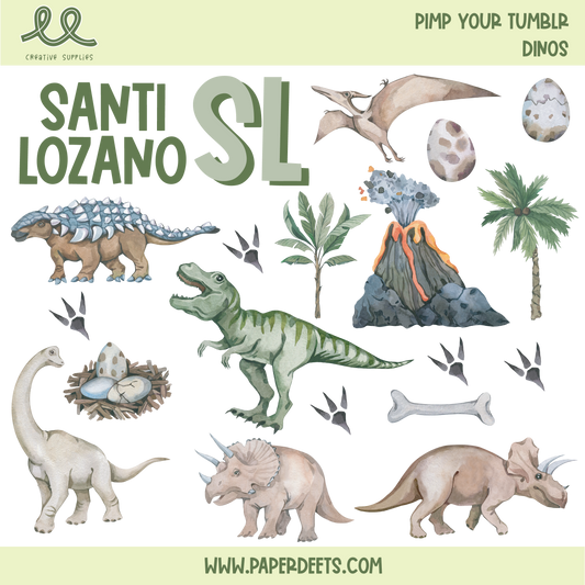 Stickers para Termos y Tuppers - DINOS