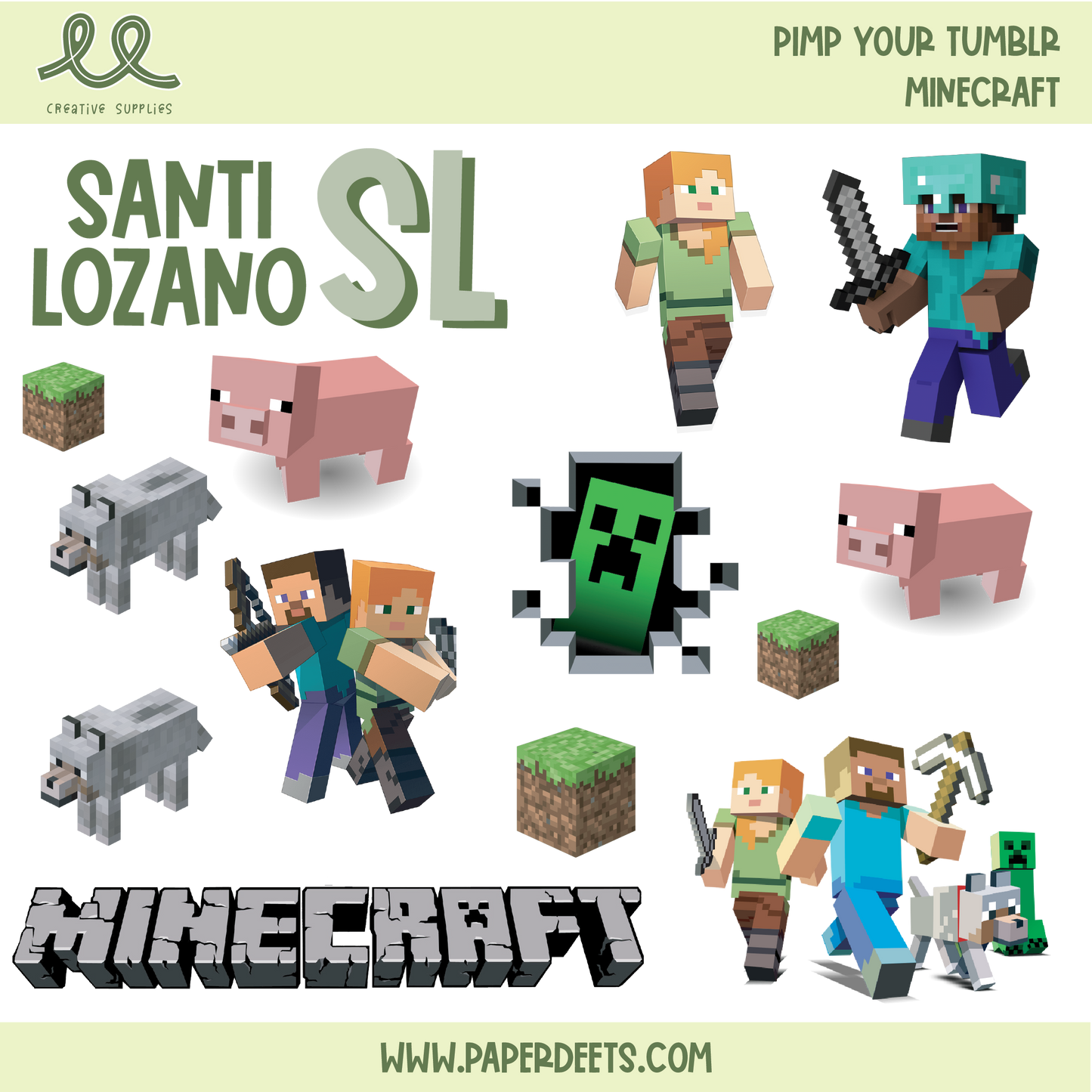 Stickers para Termos y Tuppers - MINECRAFT