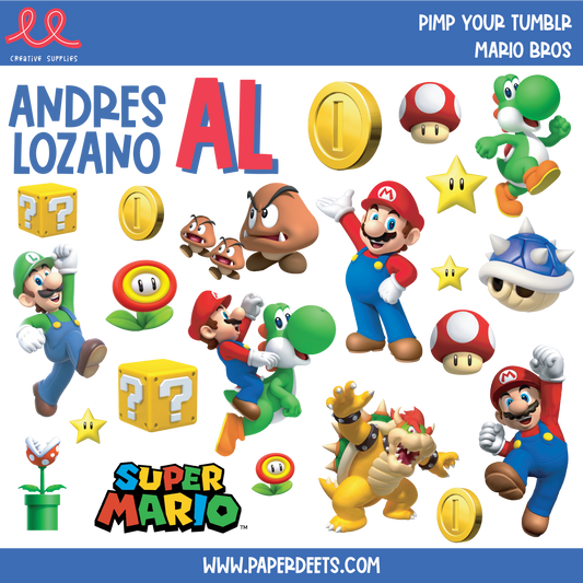 Stickers para Termos y Tuppers - MARIO BROS