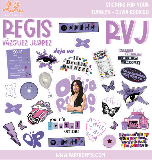 Stickers para Termos y Tuppers - Olivia Rodrigo