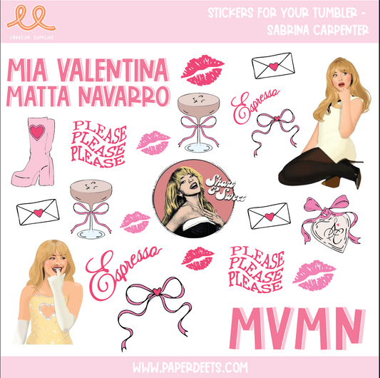 Stickers para Termos y Tuppers -Sabrina Carpenter