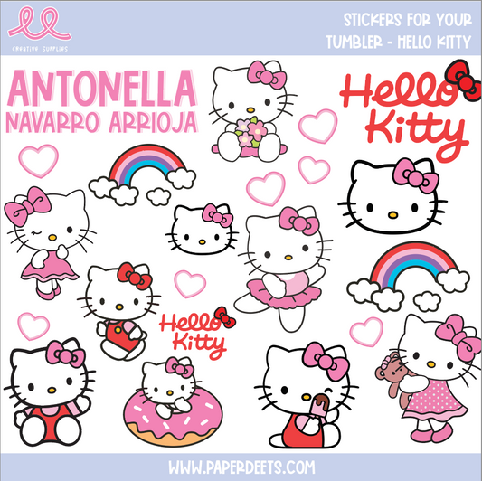 Stickers para Termos y Tuppers -Hello Kitty