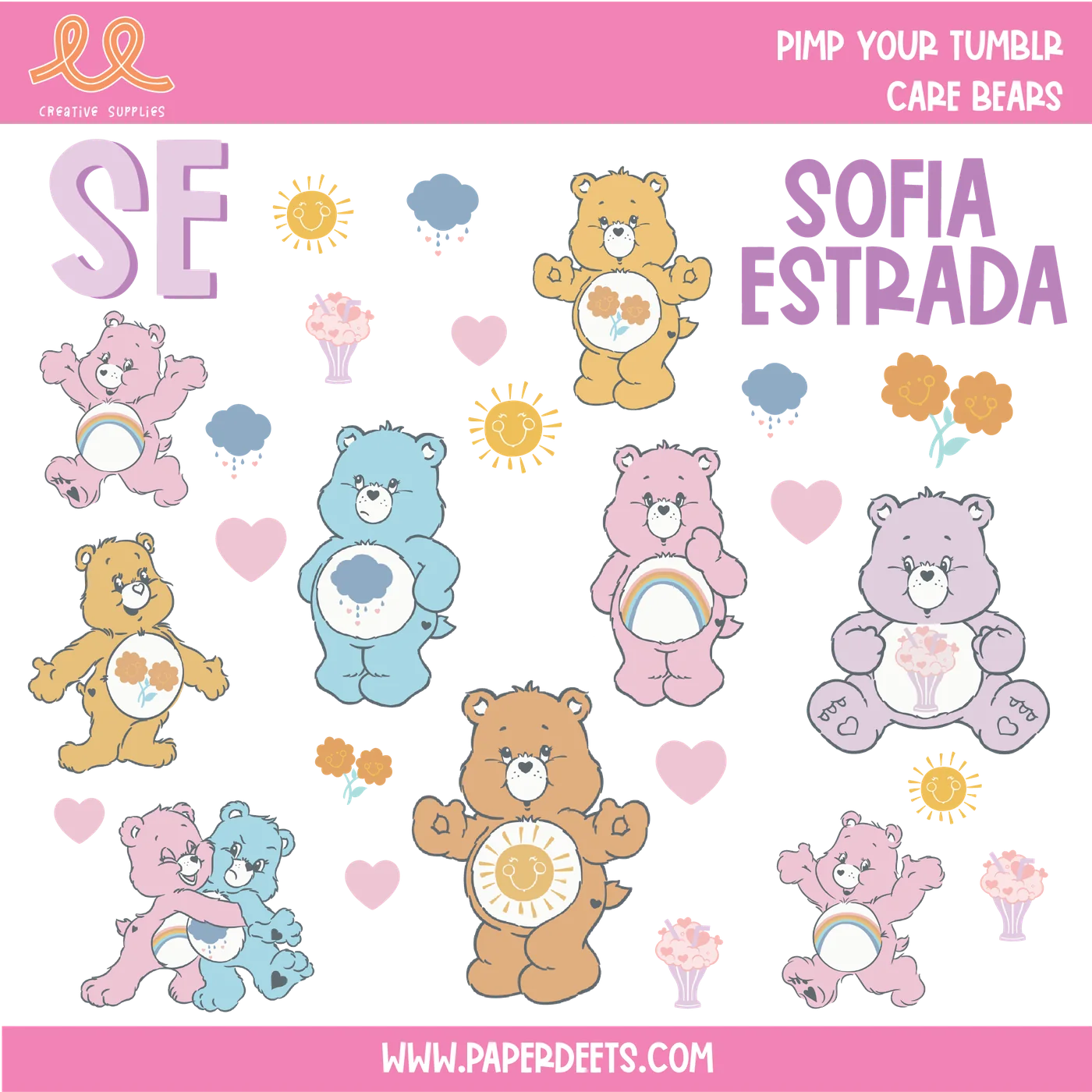 Stickers para Termos y Tuppers - CARE BEARS
