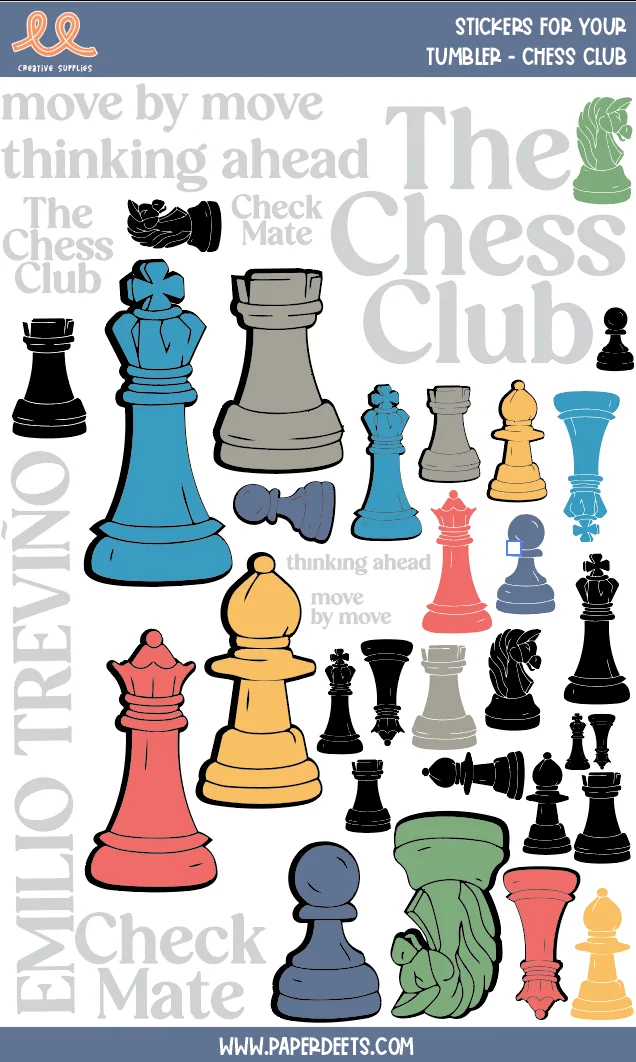 Stickers para Termos y Tuppers - Chess Club