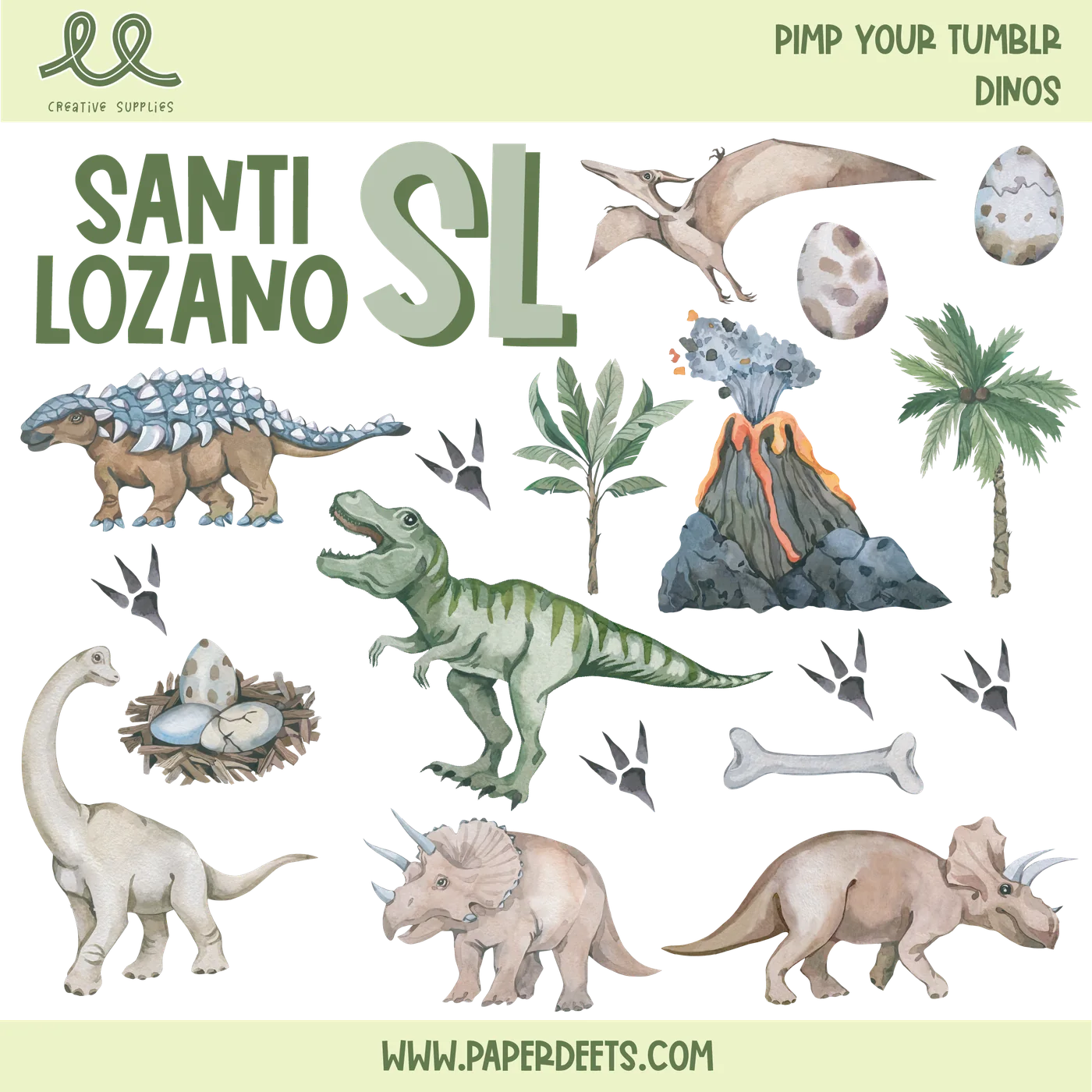 Stickers para Termos y Tuppers - DINOS