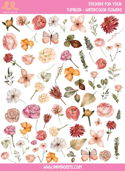 Stickers para Termos y Tuppers - Flores