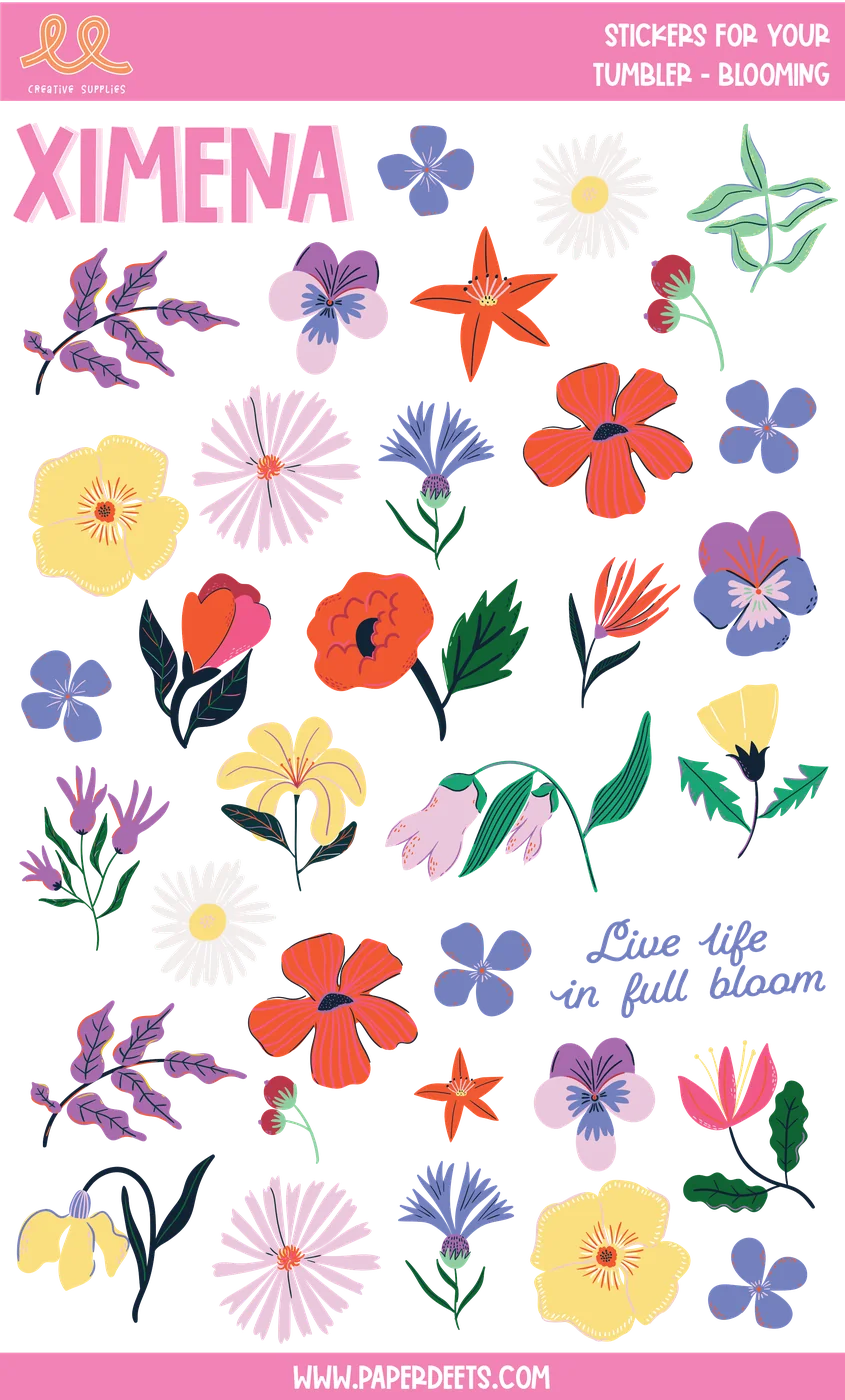 Stickers para Termos y Tuppers - Flowers GRANDE