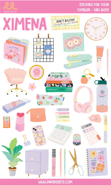 Stickers para Termos y Tuppers - Girl Boss GRANDE