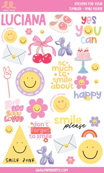 Stickers para Termos y Tuppers - Smile Please GRANDE