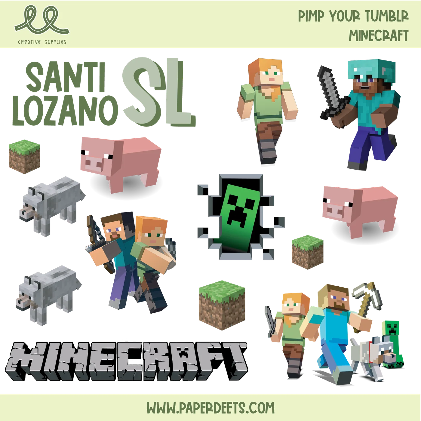 Stickers para Termos y Tuppers - MINECRAFT