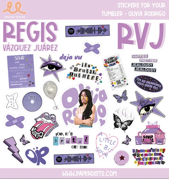 Stickers para Termos y Tuppers - Olivia Rodrigo